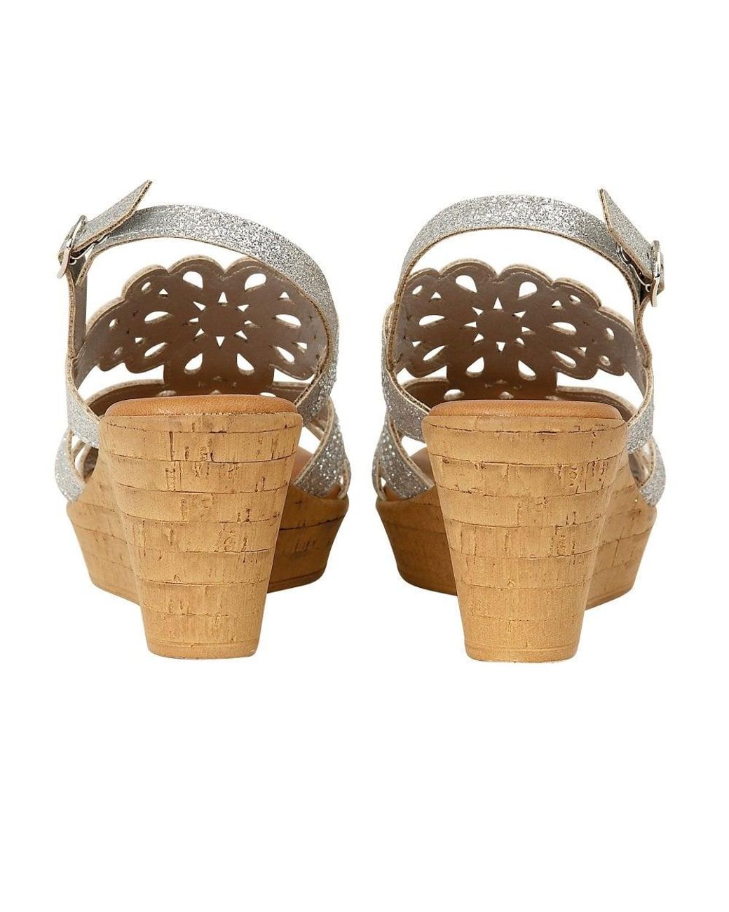 lotus silver wedge sandals