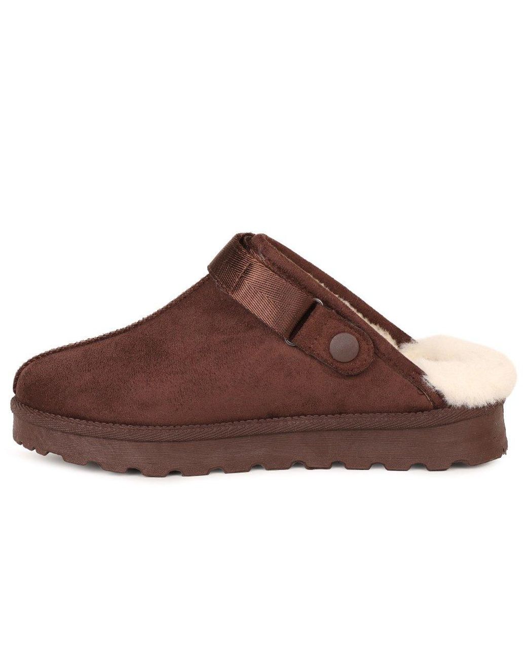 Lunar (GRS) Brown Odessa Lined Mule Slippers Colour: Dk