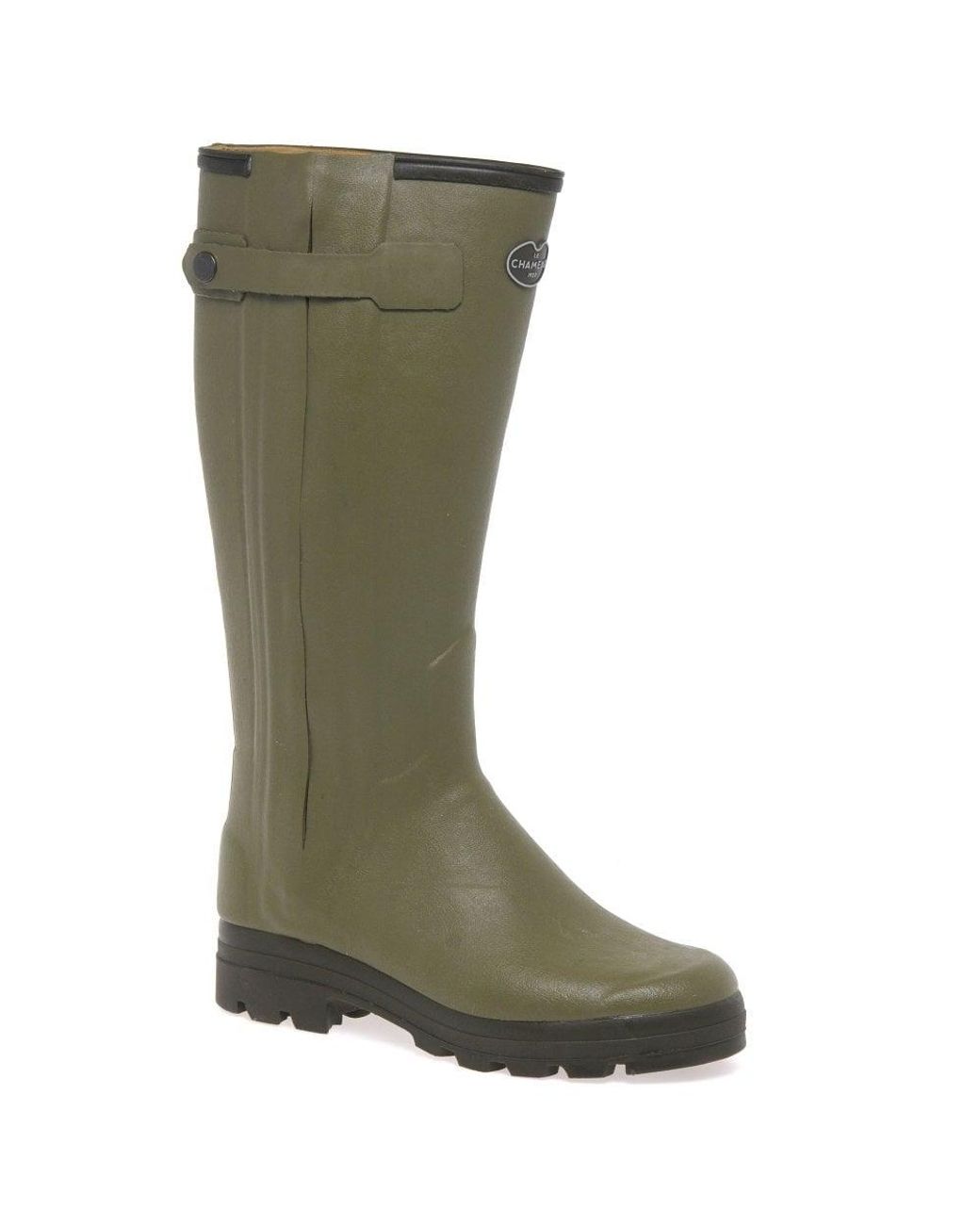 Le Chameau Green Chasseur Cuir Wellingtons for men