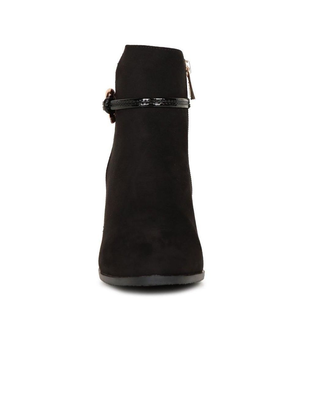 Lotus Black Sleek Leather Ankle Boots