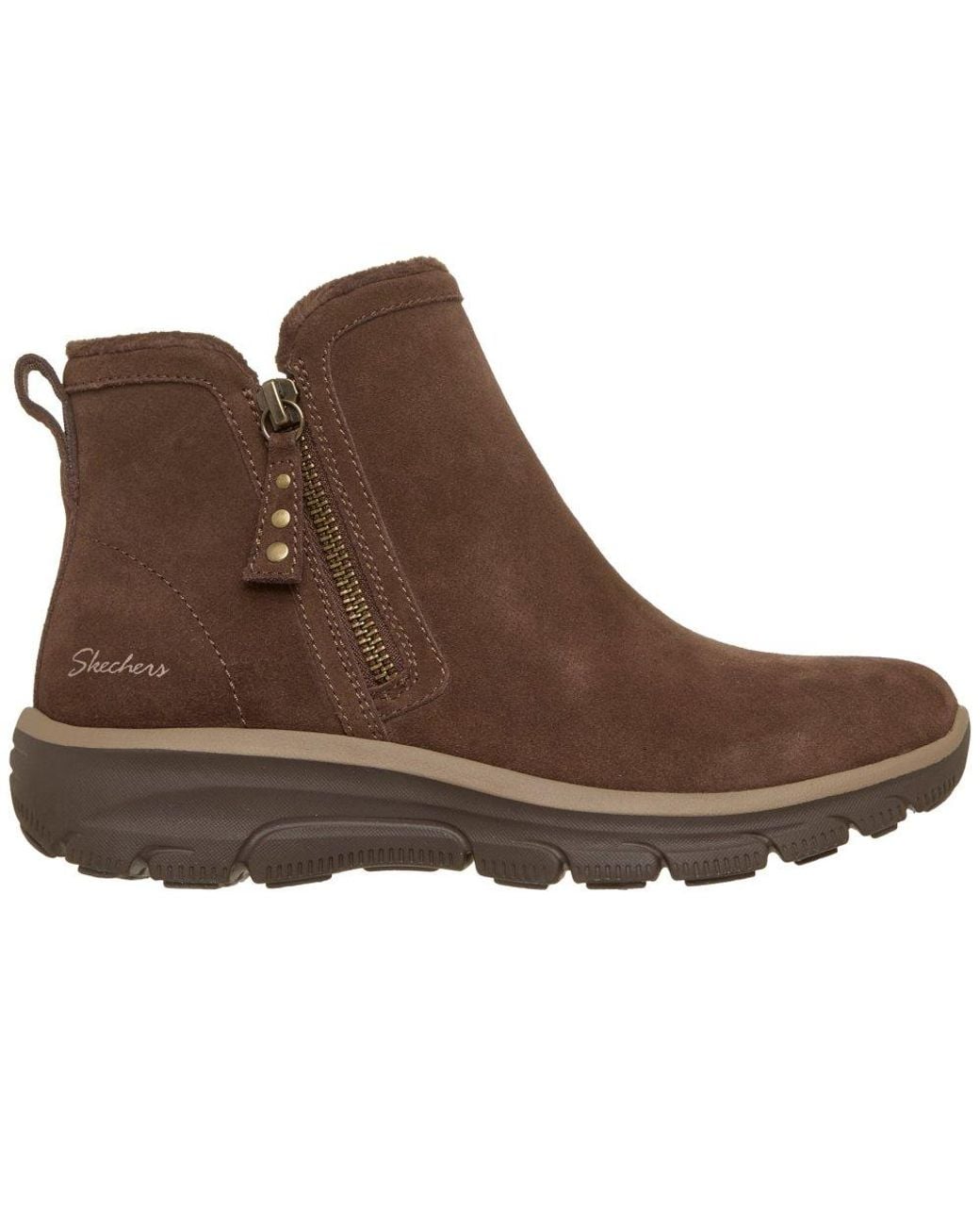 Skechers Brown Easy Going Urban Zip Ankle Boots
