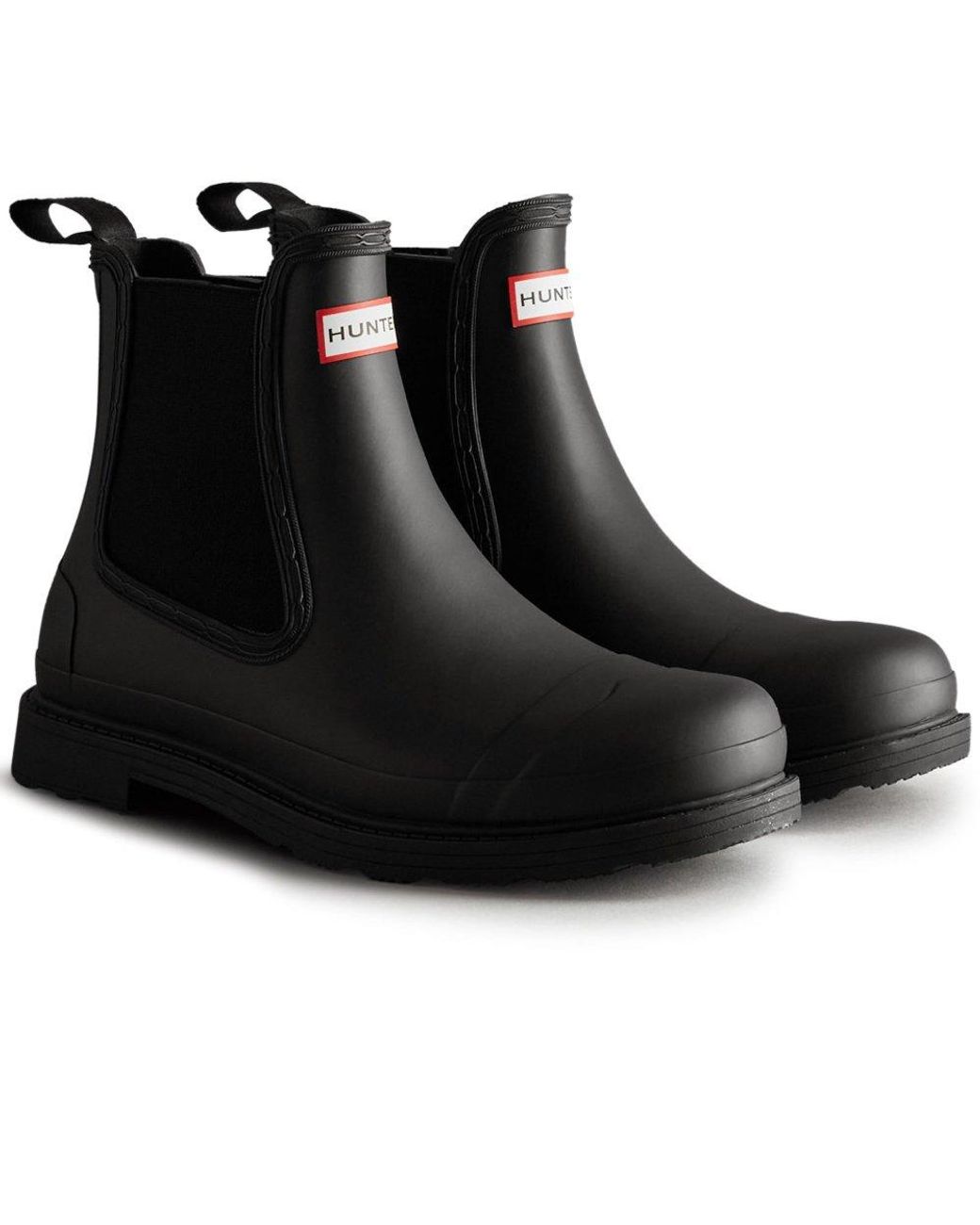 Hunter Black Commando Chelsea Wellingtons Size: 7 for men