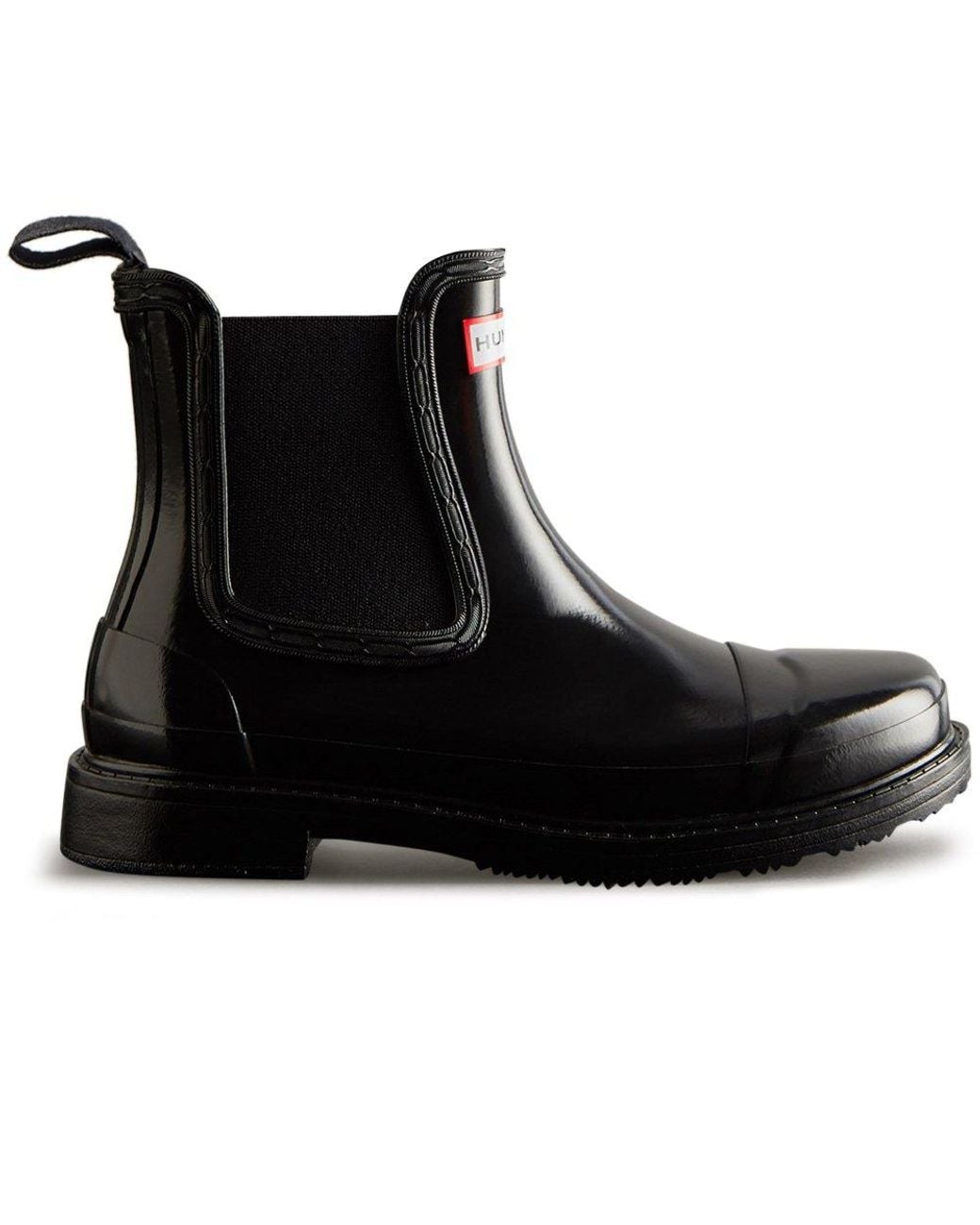 Hunter Black Commando Gloss Chelsea Boot Wellingtons Size: 3