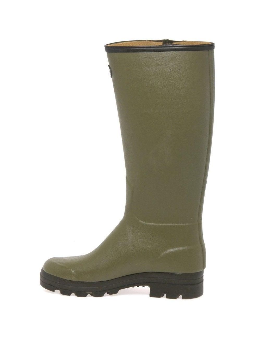 Le Chameau Green Chasseur Cuir Wellingtons for men