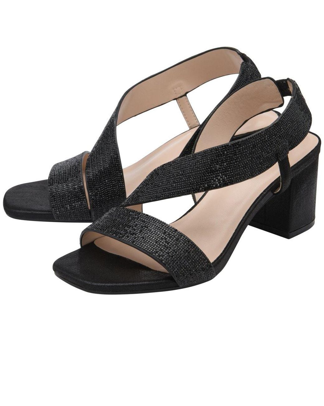 Lotus Black Galacia Heeled Sandals