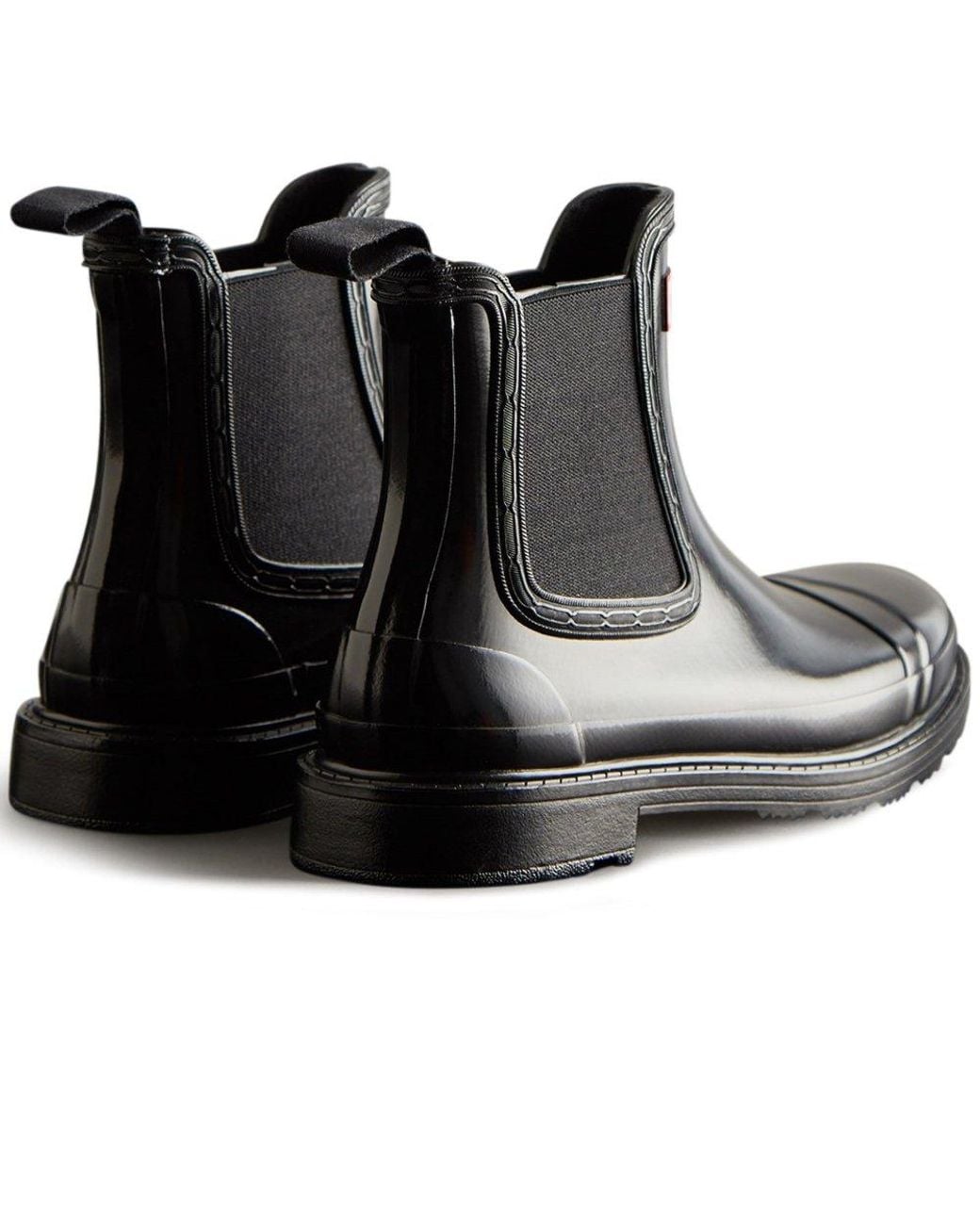 Hunter Black Commando Gloss Chelsea Boot Wellingtons Size: 3