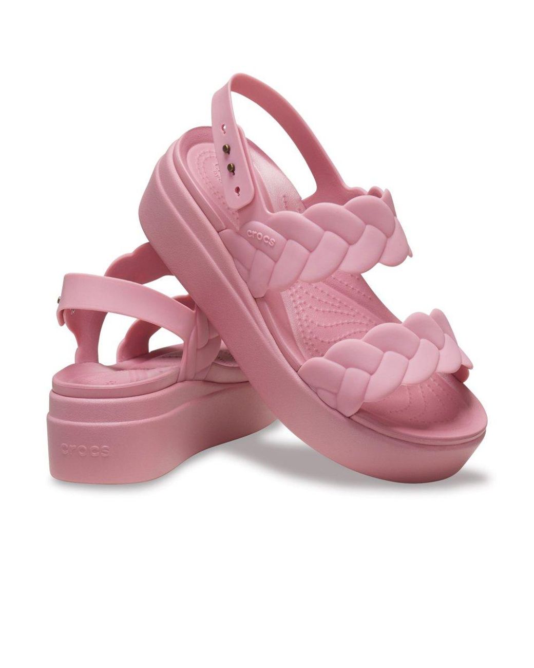 CROCSTM Pink Brooklyn Woven Low Wedge Sandals