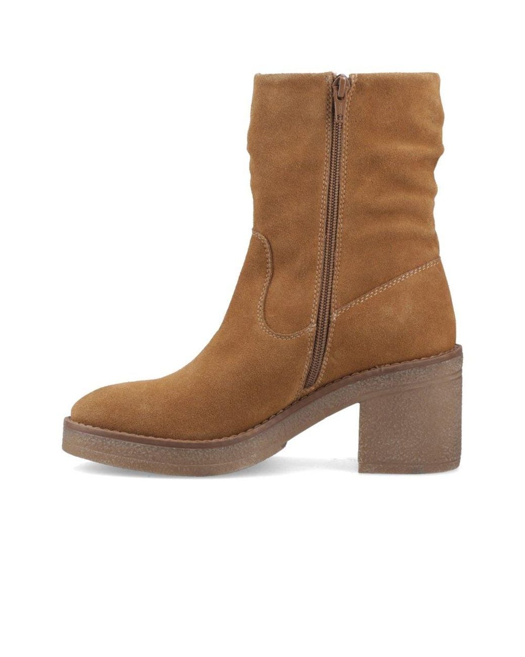 Hush Puppies Brown Flora Ruched Ankle Boots