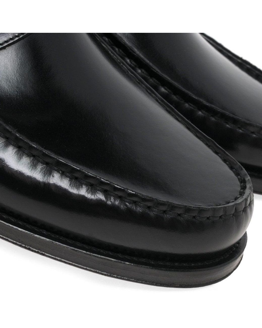 Loake Black Princeton Leather Moccasin Shoes for men