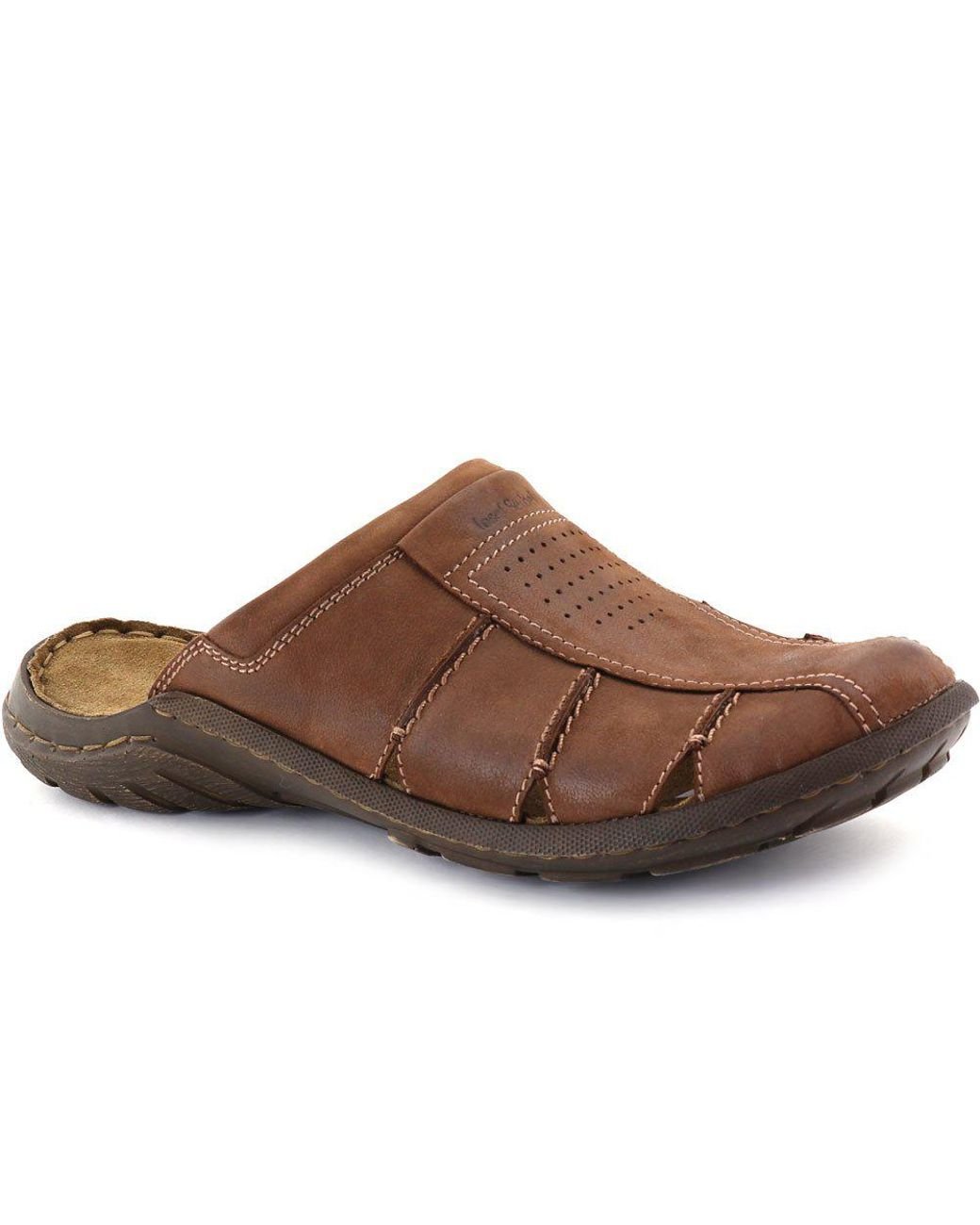 mens brown leather mules