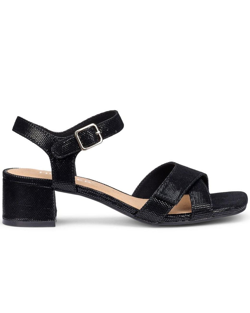 Hotter Black Riviera Block Heel Sandals