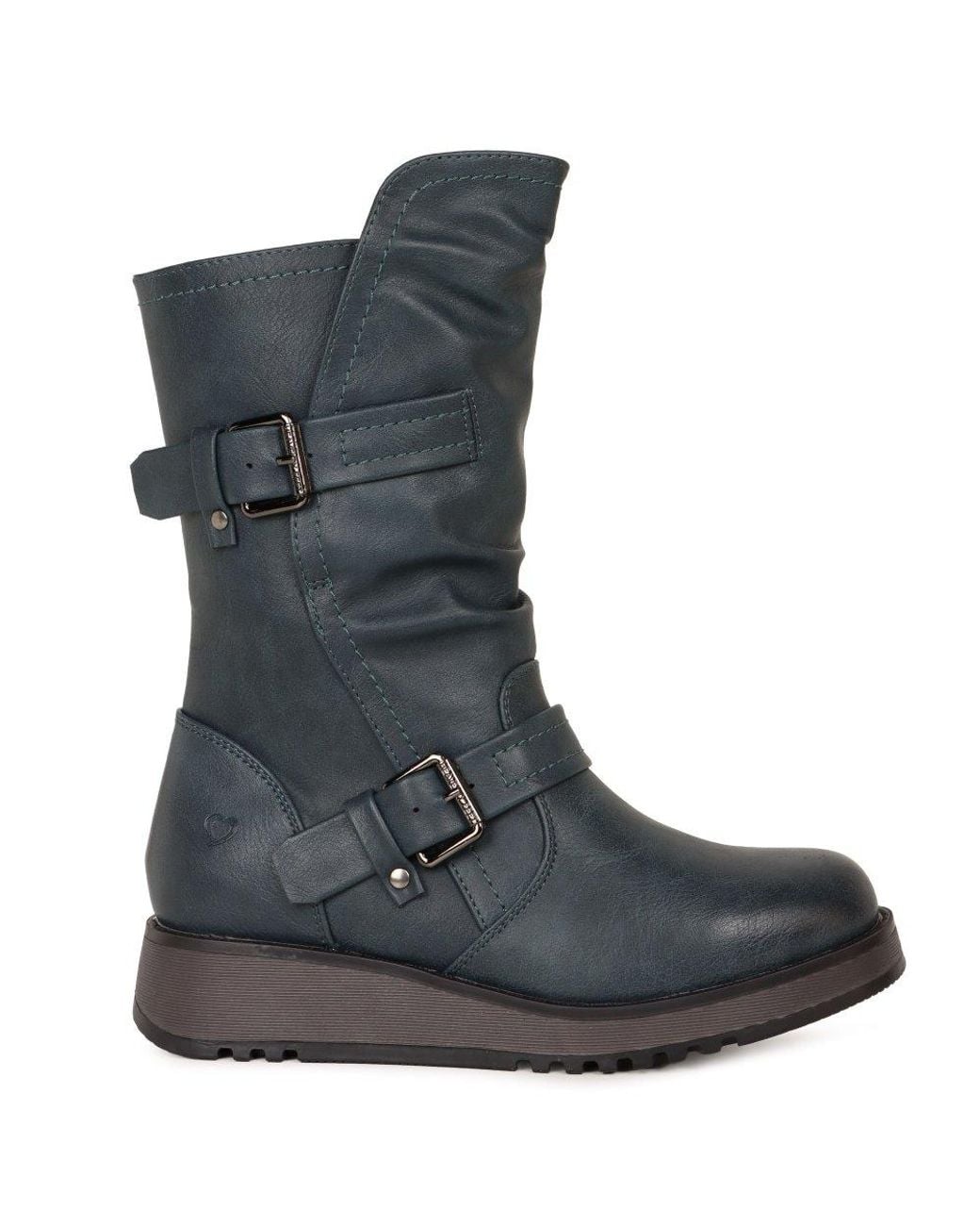 Heavenly Feet Blue Hannah 4 Calf Length Boots Colour: Ocean Synth