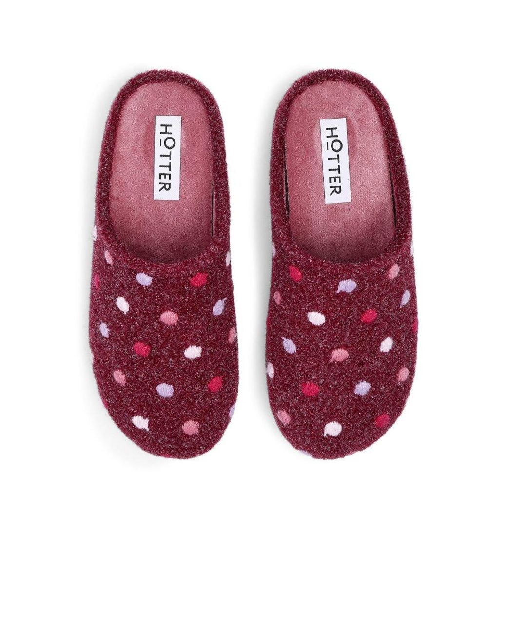 Hotter Red Dotty Slippers