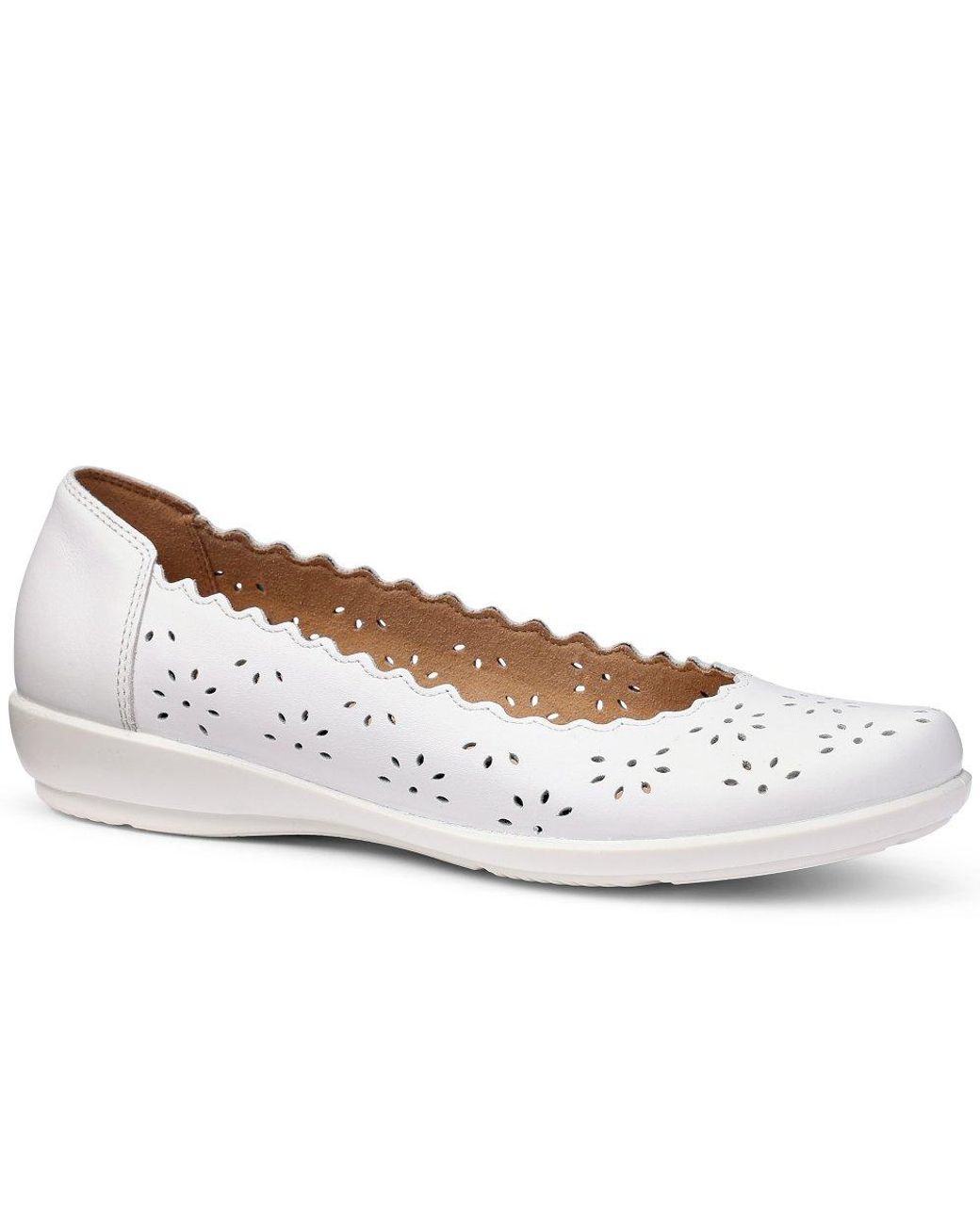 Hotter White Eider Ballet Pumps