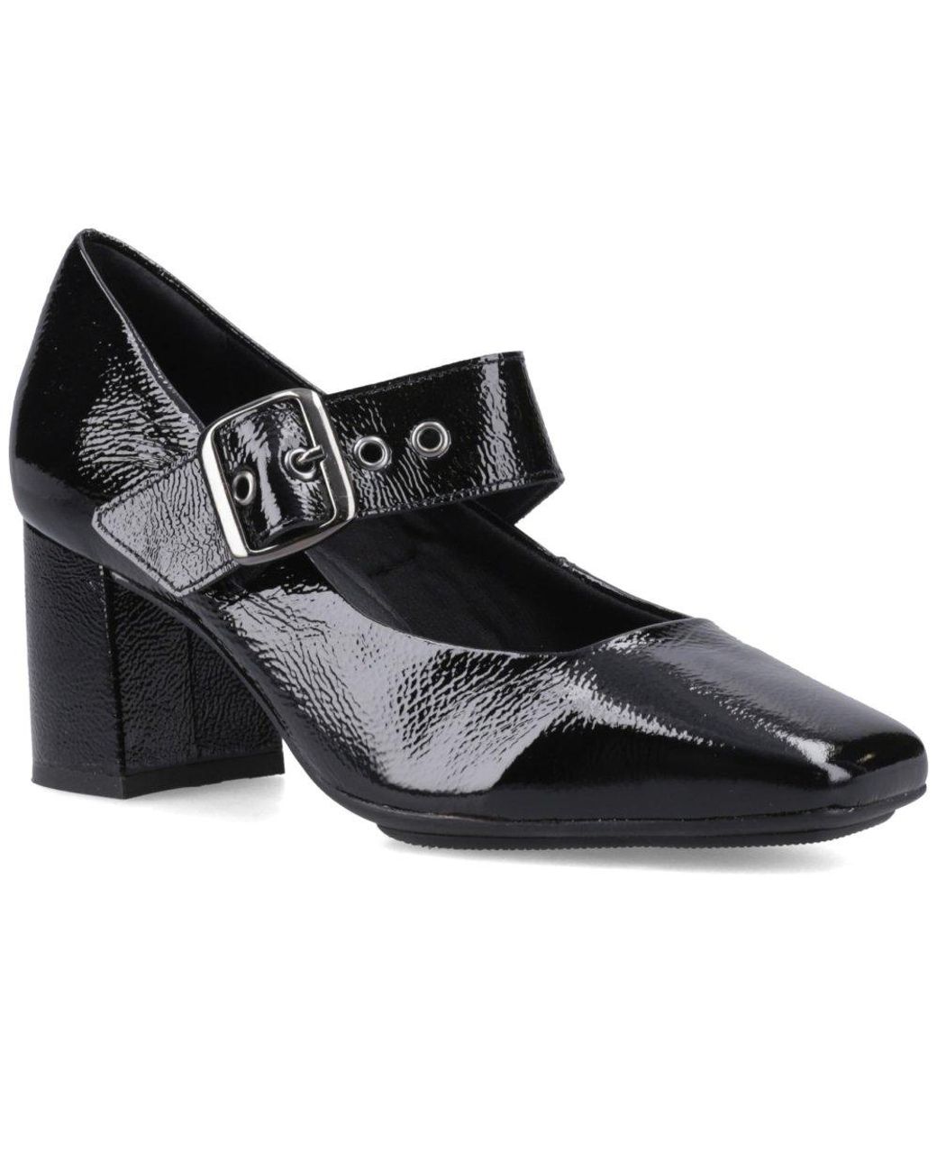 Hush Puppies Black Celcilia Buckle Court Shoes