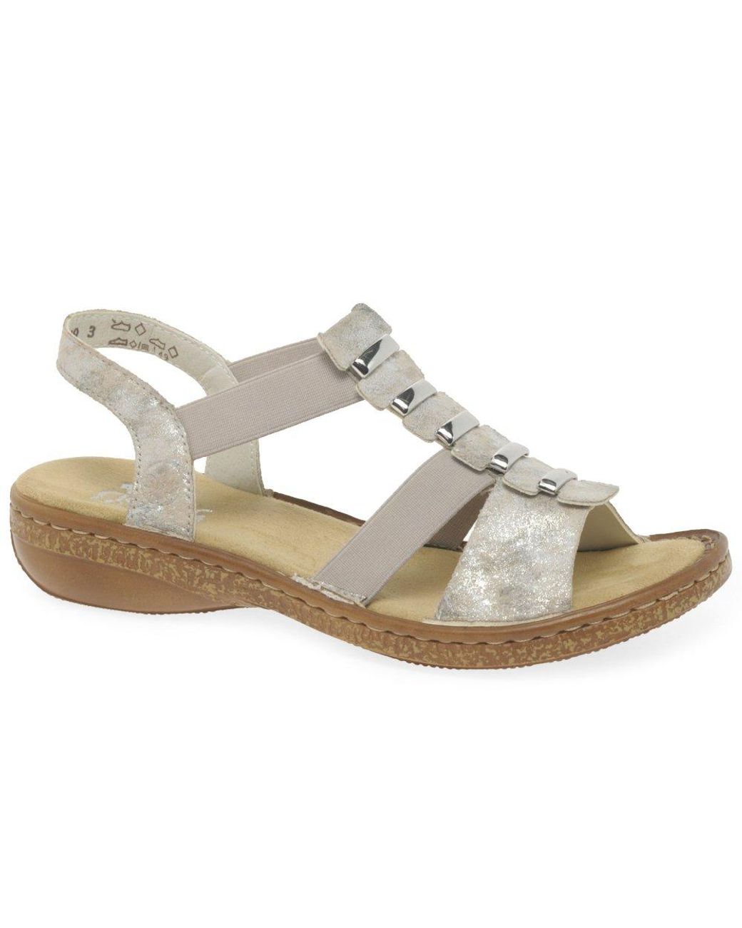 Rieker Metallic Trim Sling Back Sandals
