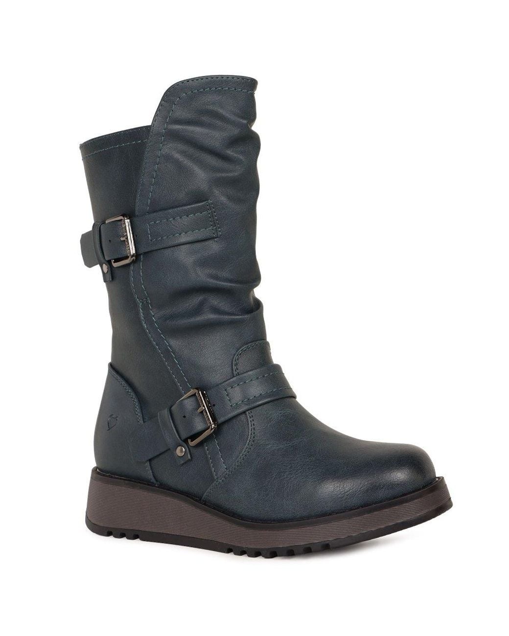 Heavenly Feet Blue Hannah 4 Calf Length Boots Colour: Ocean Synth