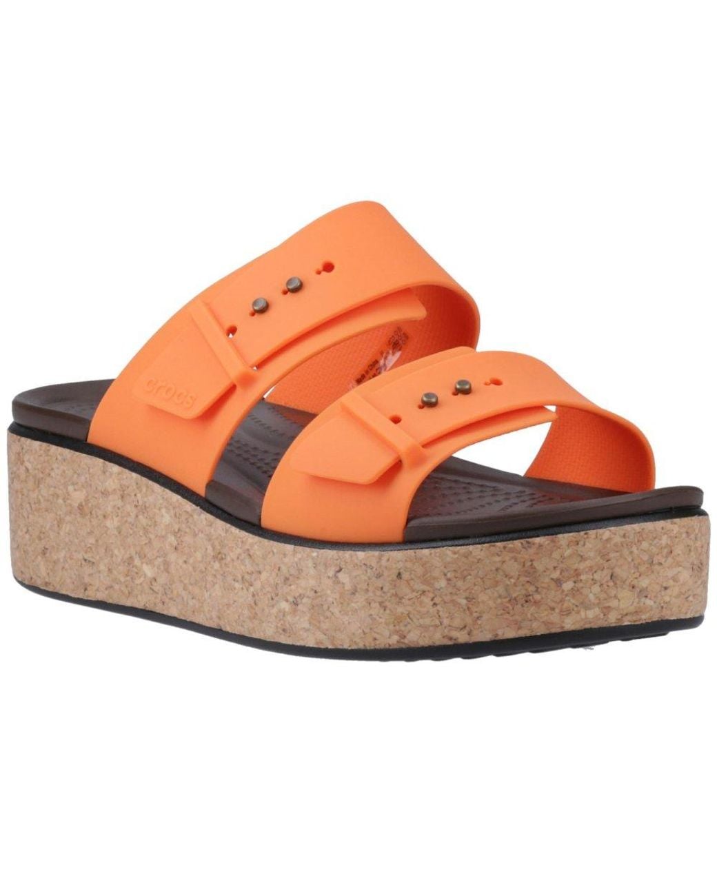 CROCSTM Orange Brooklyn Buckle Low Wedge Sandals