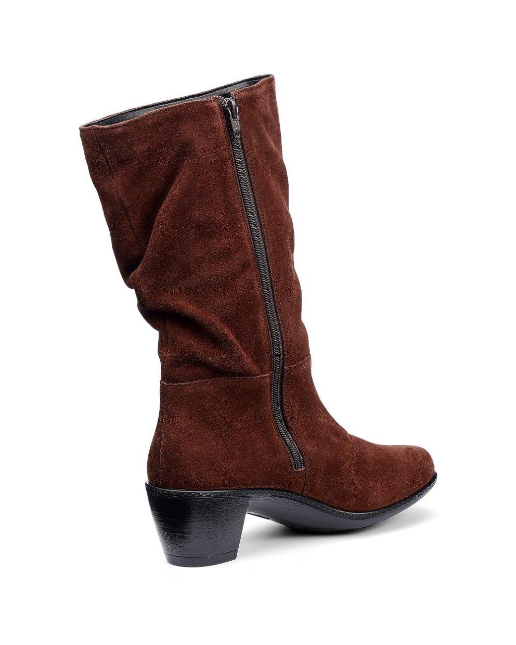 Hotter Brown Rhone Wide Fit Calf Boots
