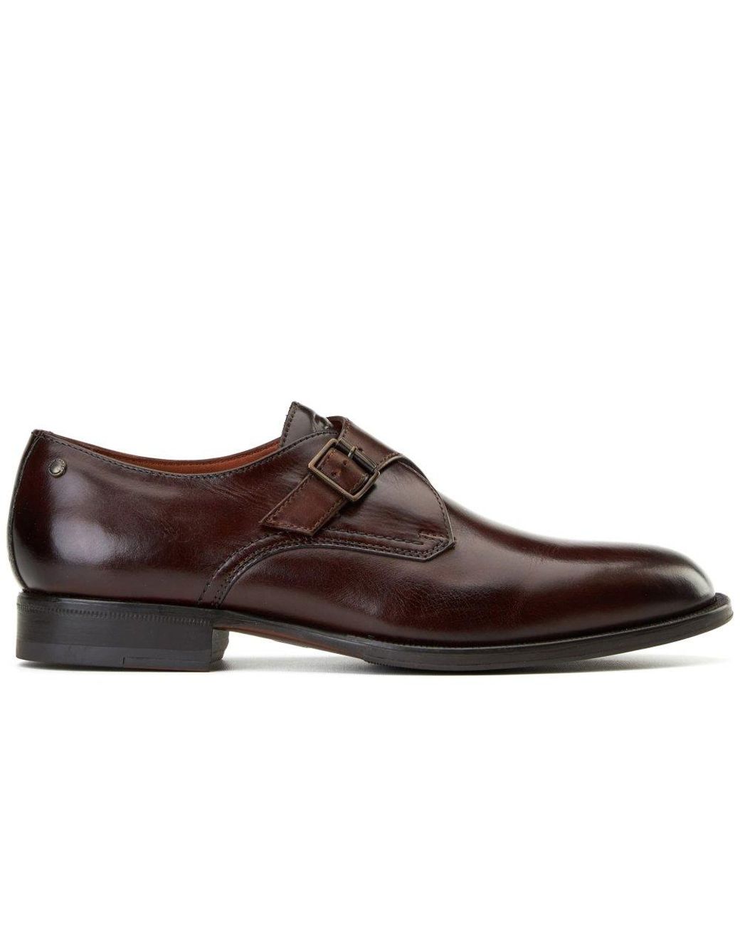 Base London Brown Faraday Single Monk Shoes for men