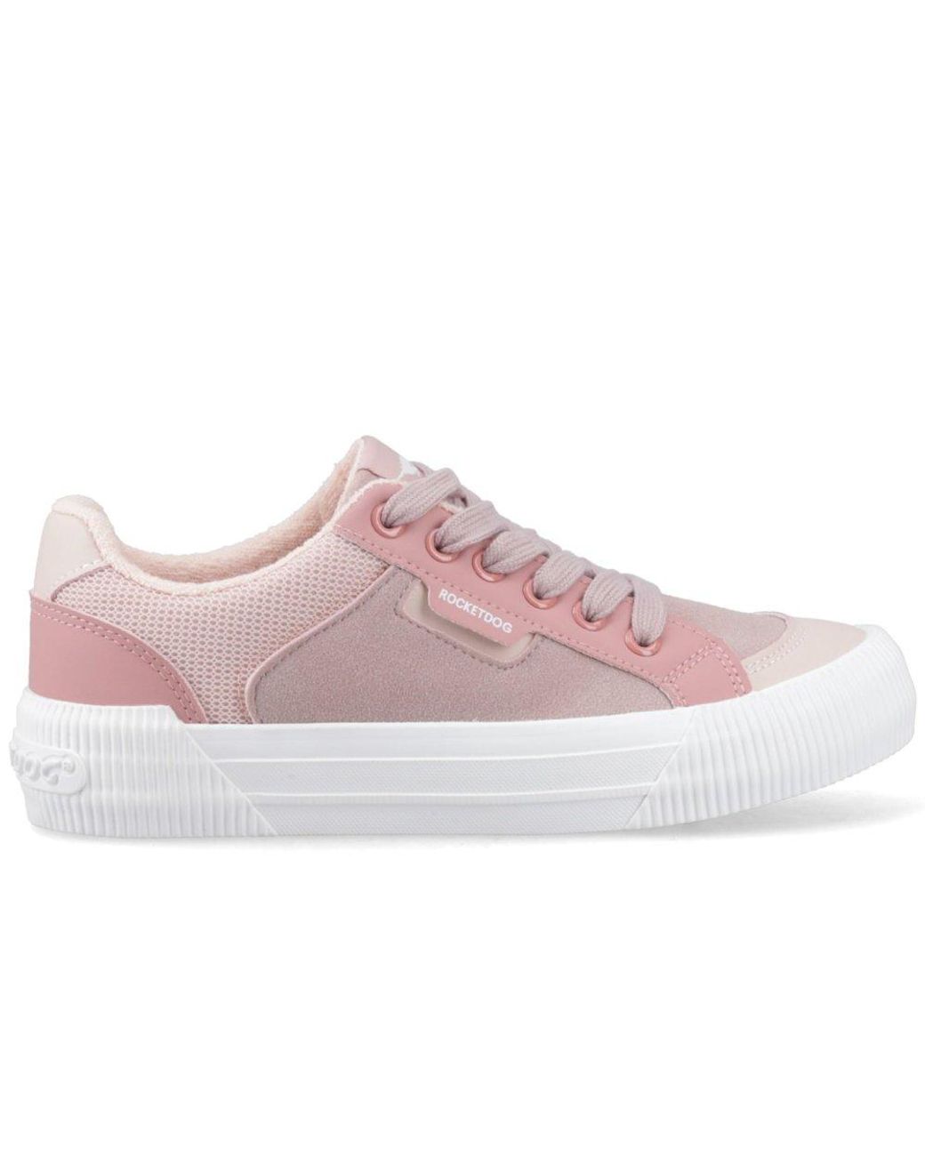 Rocket Dog Pink Cheery Blocked Fabric Trainers