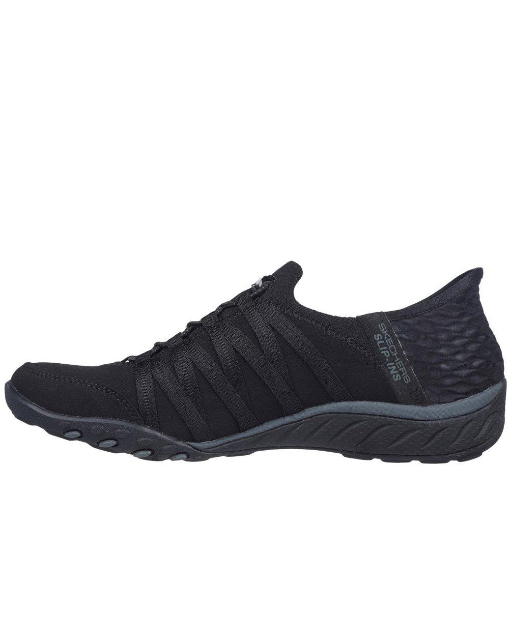 Skechers Black Breathe-Easy Roll-With-Me Wide Trainers