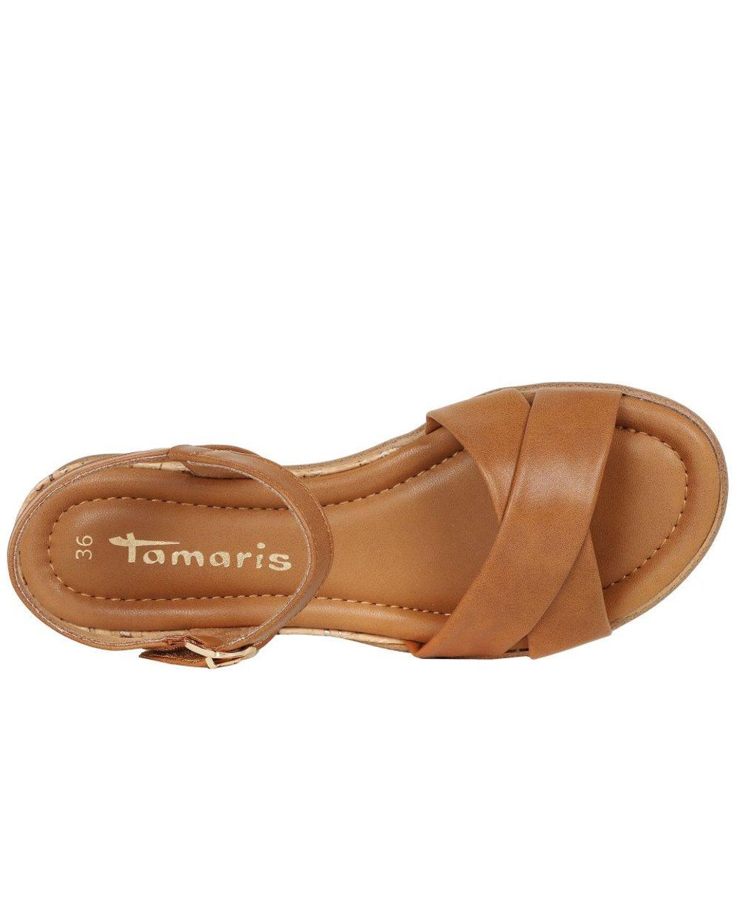 Tamaris Brown Carnation Low Wedge Sandals