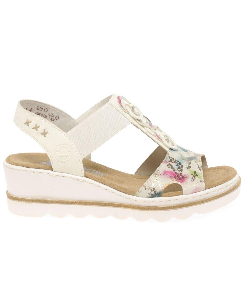 Rieker Metallic Medal Wedge Heel Sandals