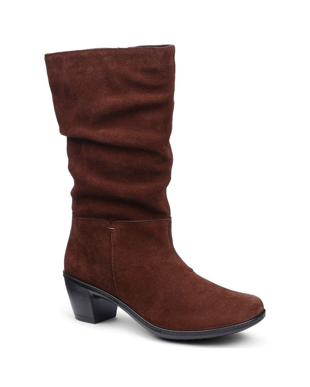 Hotter Brown Rhone Wide Fit Calf Boots