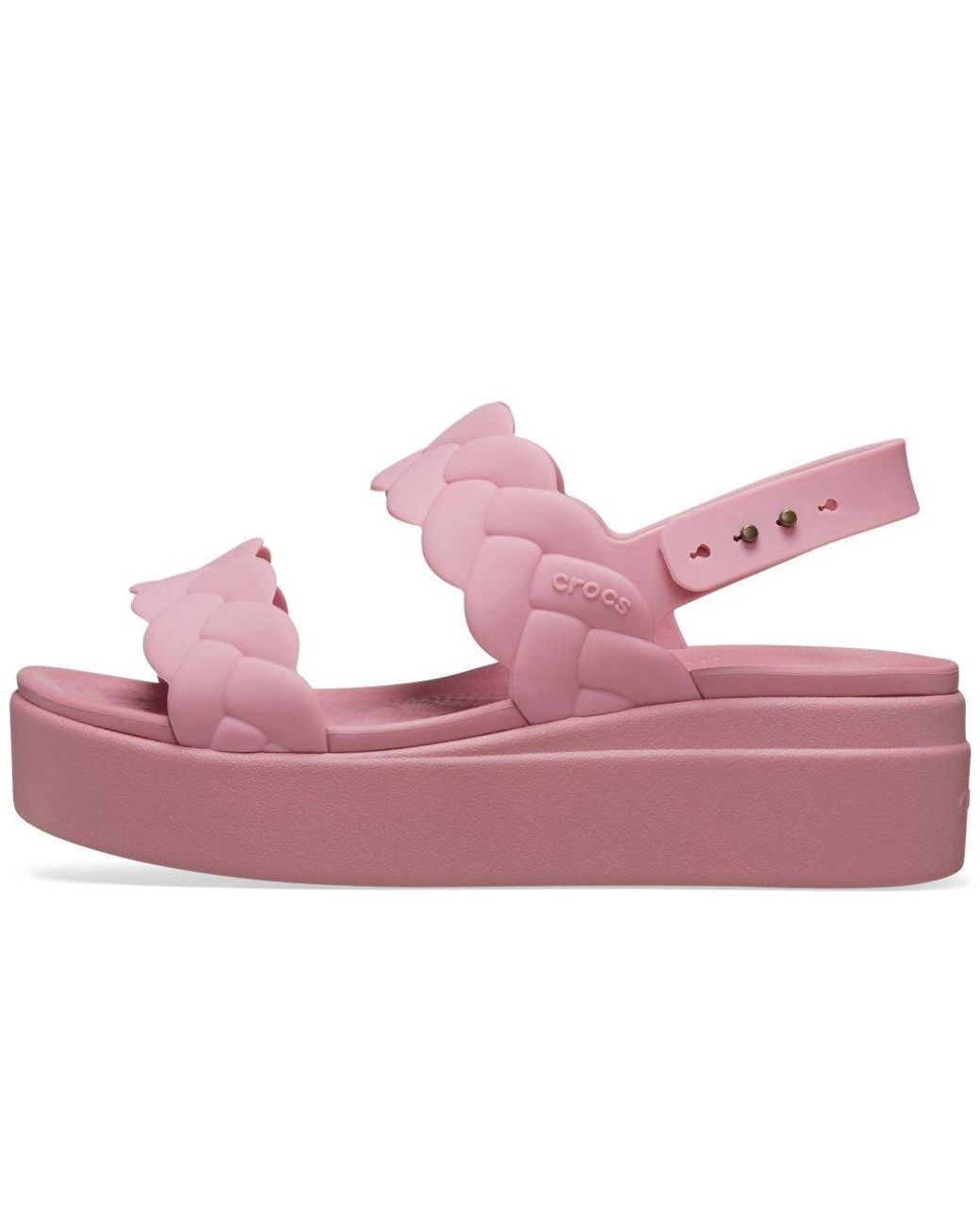 CROCSTM Pink Brooklyn Woven Low Wedge Sandals