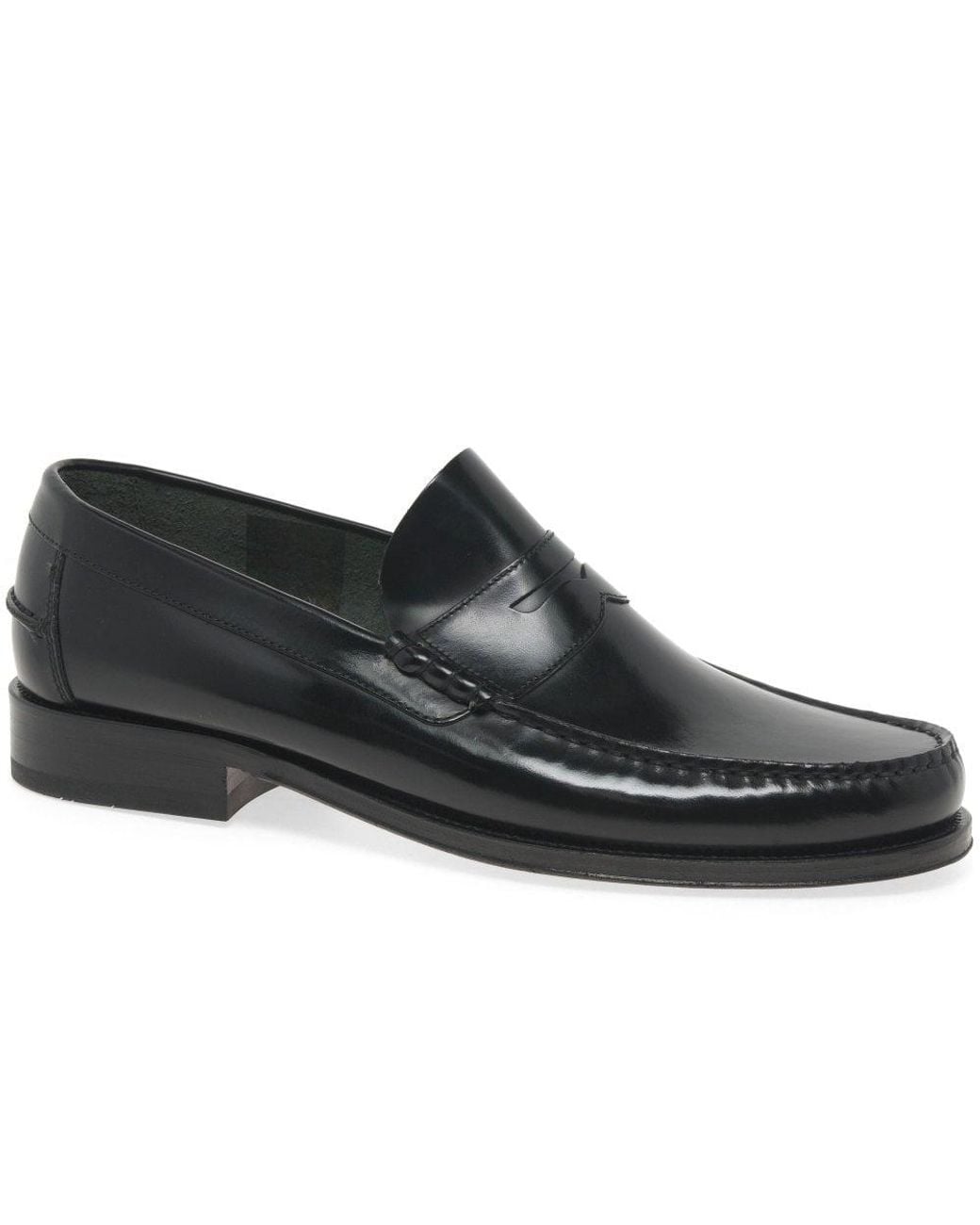 Loake Black Princeton Leather Moccasin Shoes for men