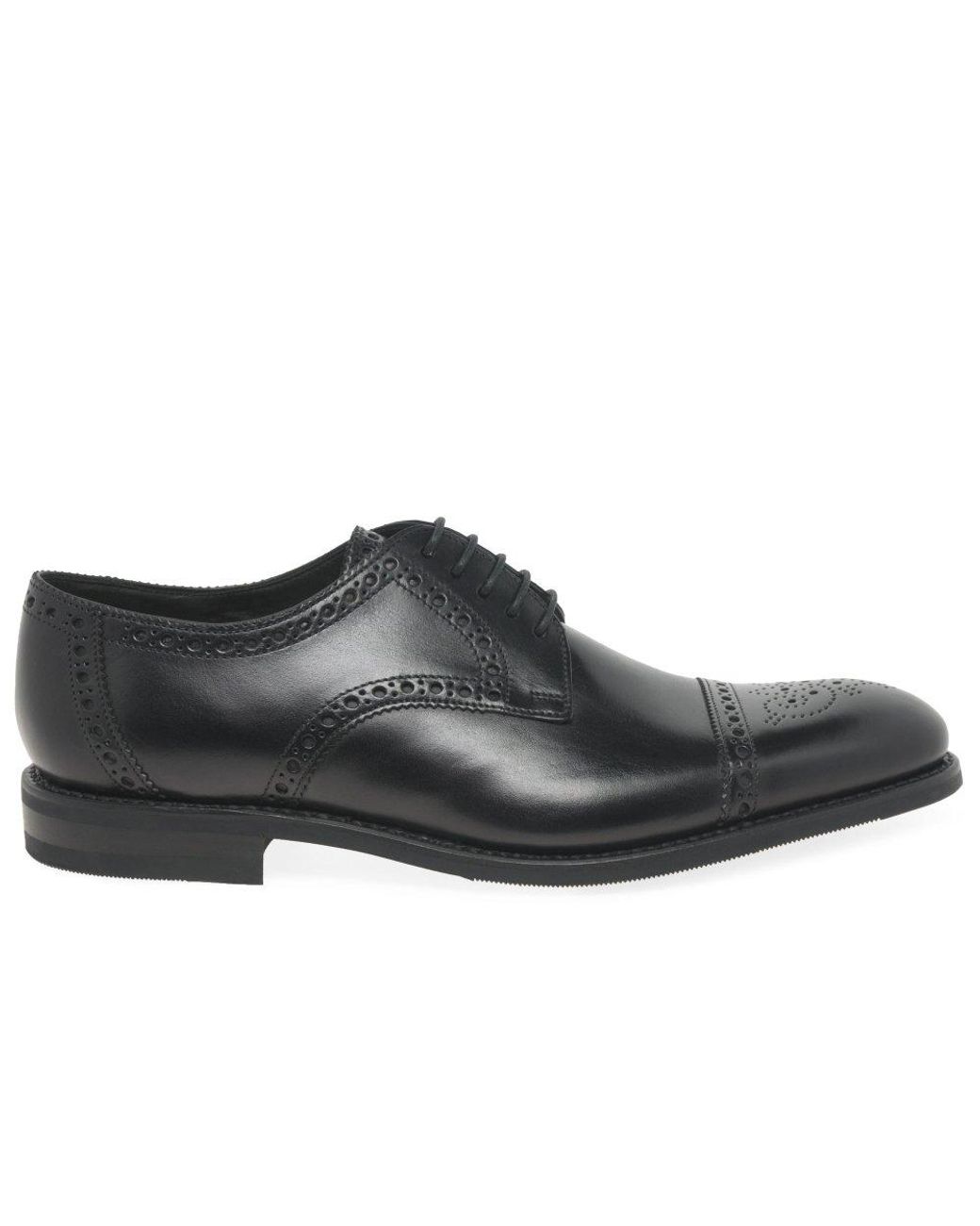 Loake Black Roger Semi Brogues for men