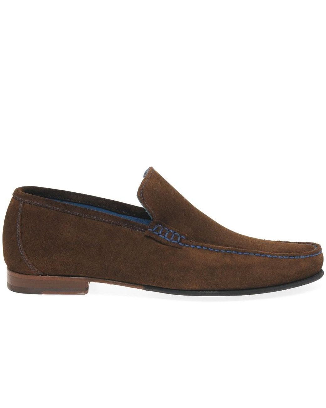 Loake Brown Nicholson Suede Moccasin Shoes for men