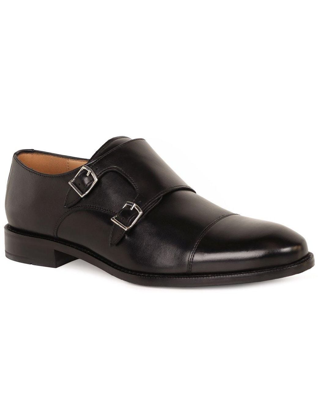 Jones Bootmaker Black Nathaniel Double Monk Strap Shoes for men