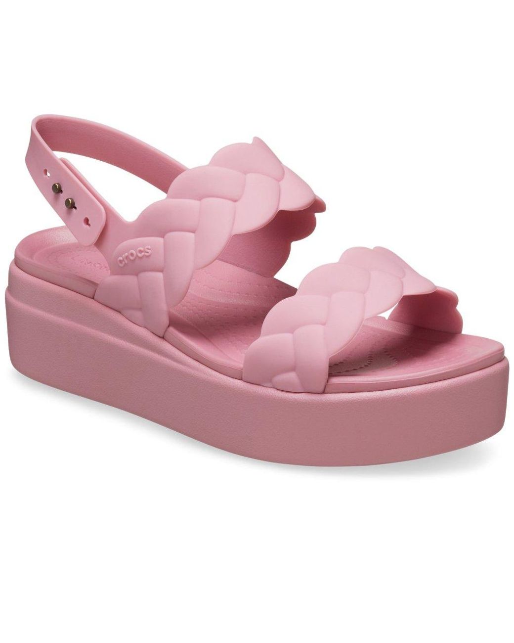 CROCSTM Pink Brooklyn Woven Low Wedge Sandals