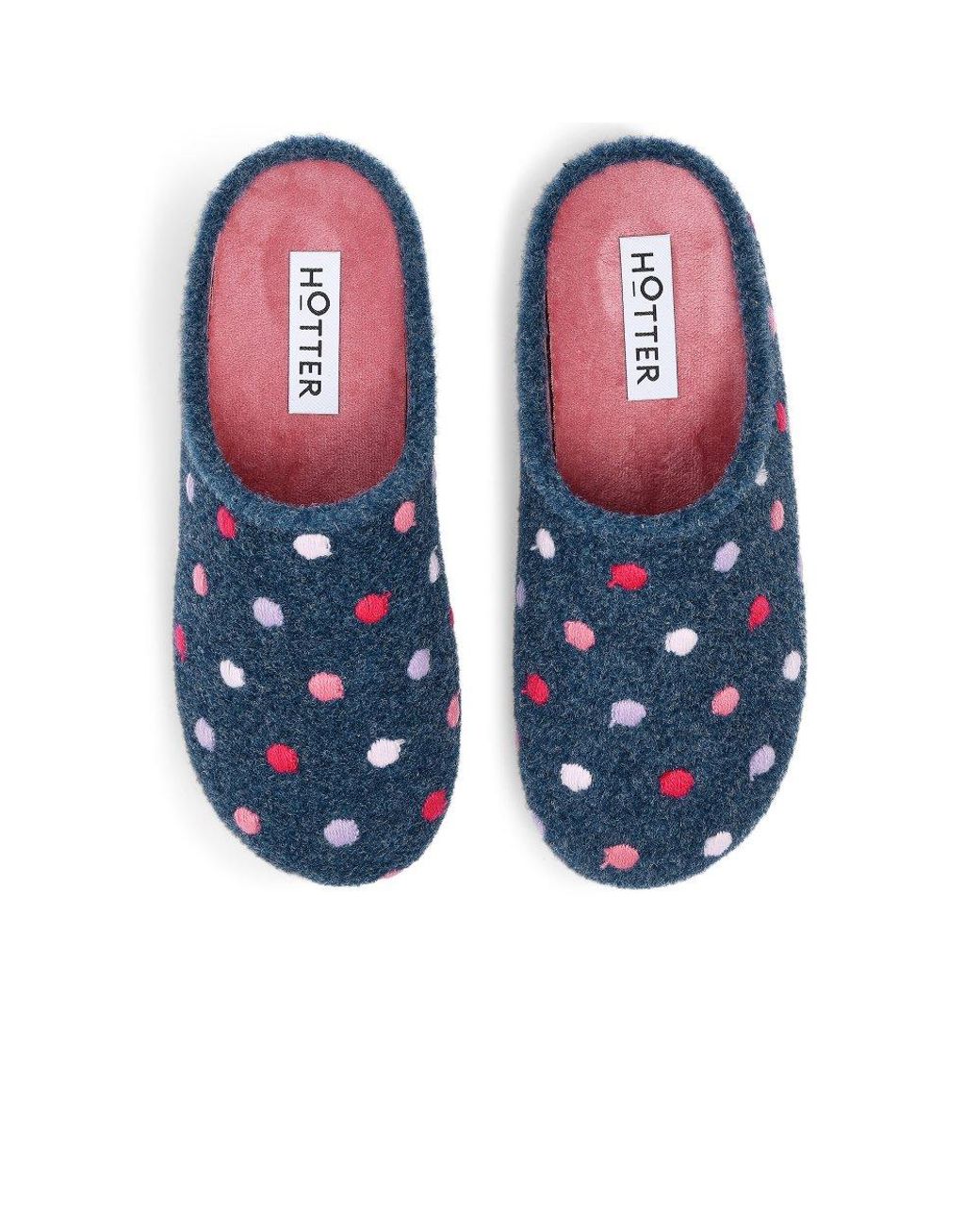 Hotter Blue Dotty Slippers