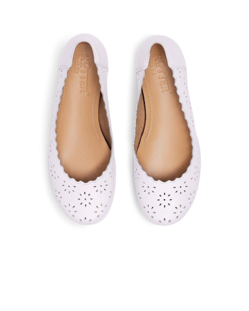 Hotter White Eider Ballet Pumps