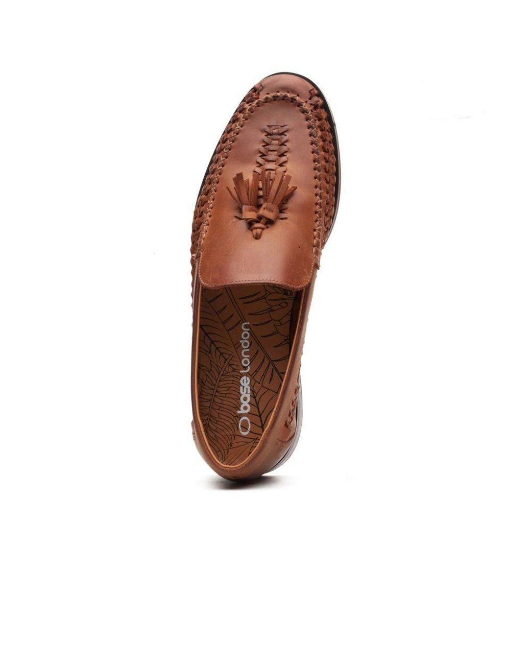 Base London Brown Bracken Leather Weave Loafers for men