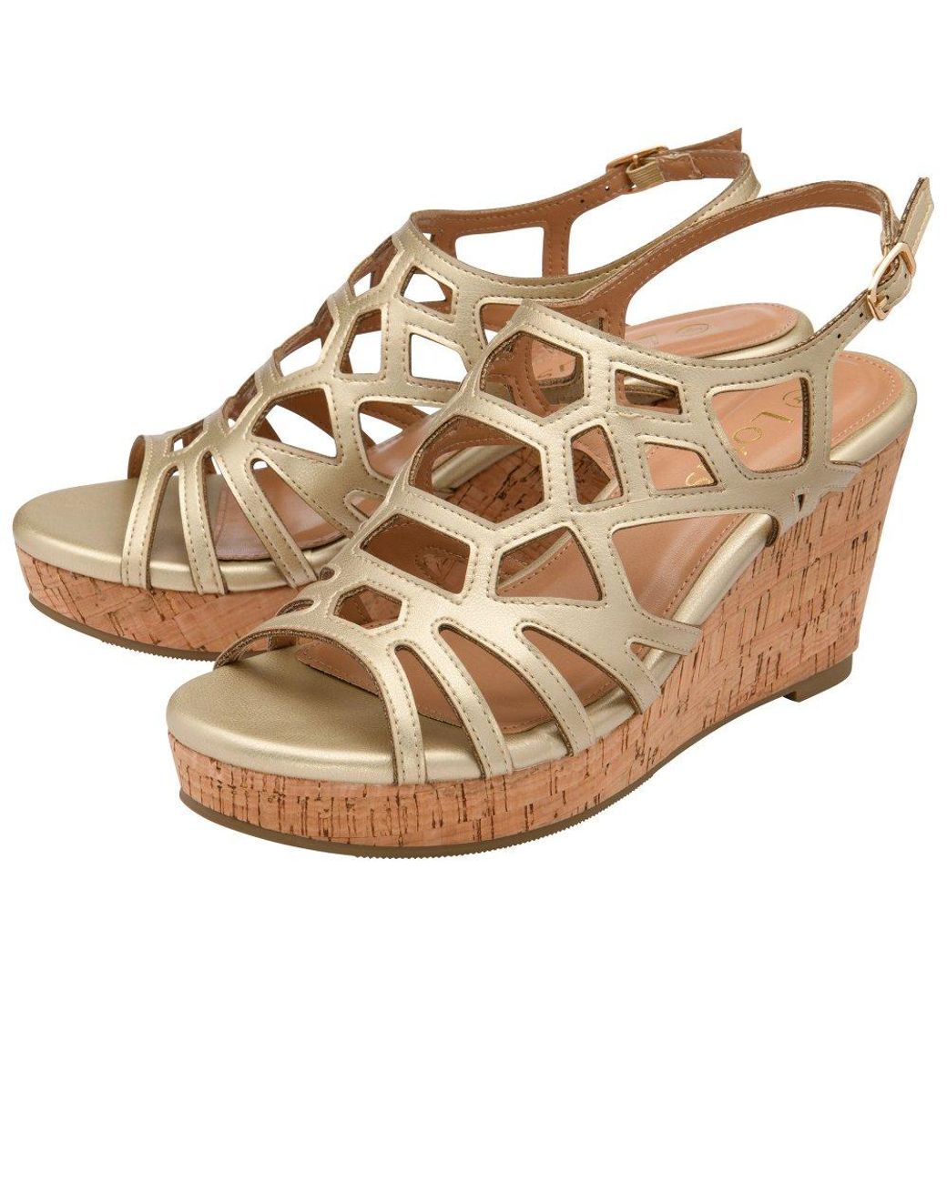 Lotus Metallic Rhi Wedge Sandals