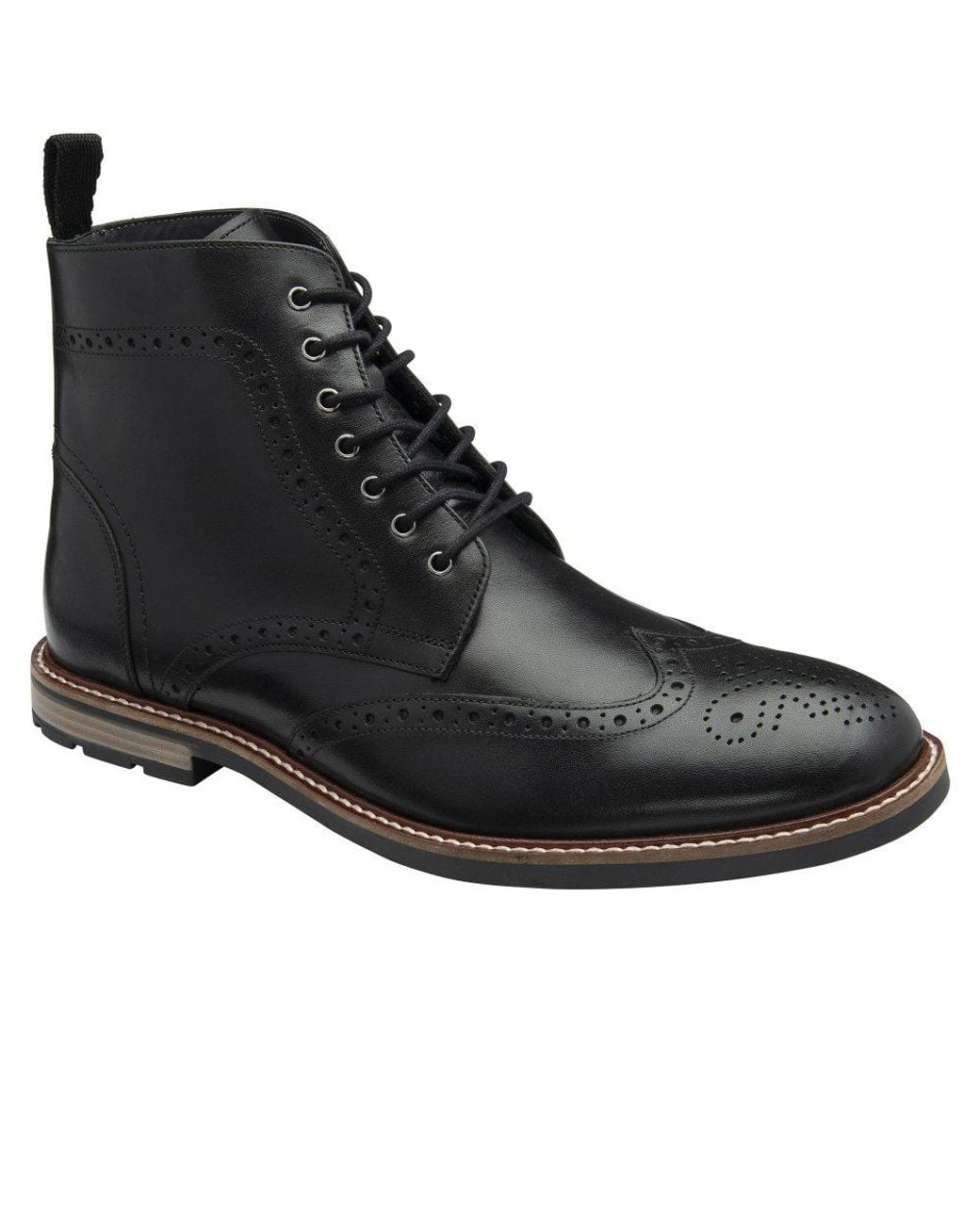 Frank Wright Black Corby Brogue Boots for men