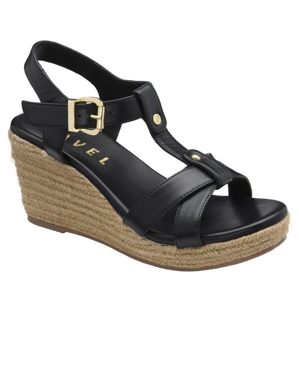 Ravel Black Elling Wedge Sandals