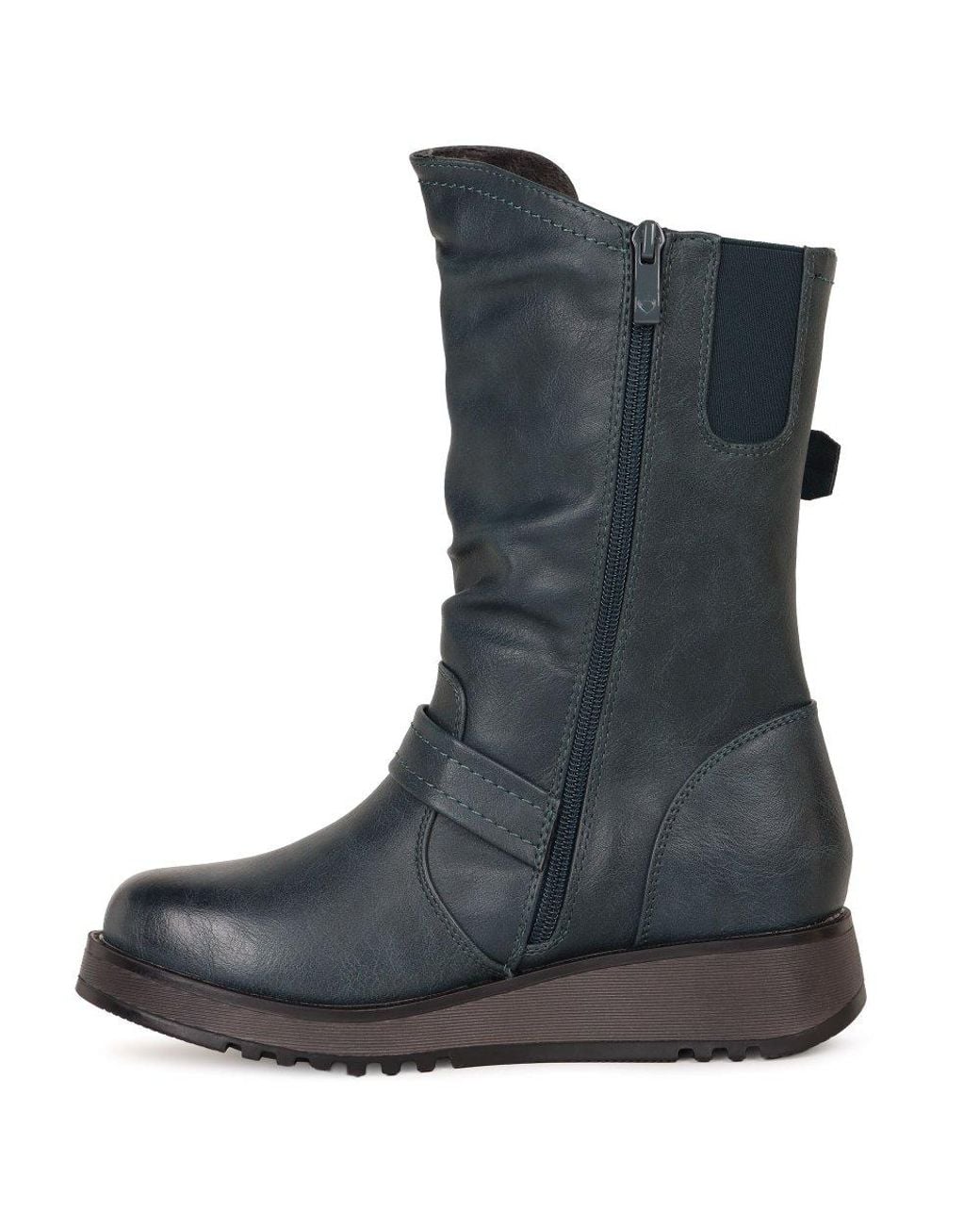 Heavenly Feet Blue Hannah 4 Calf Length Boots Colour: Ocean Synth