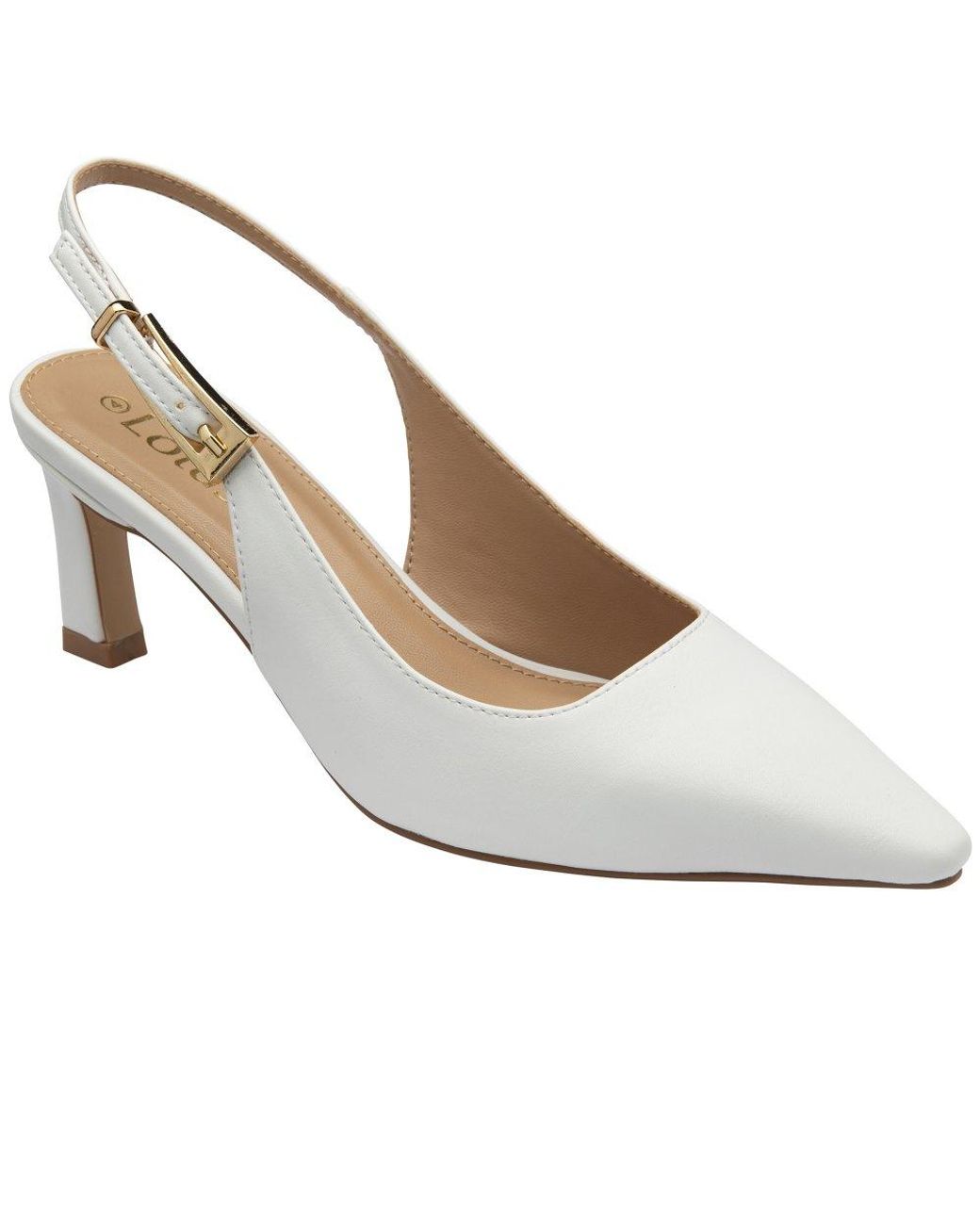Lotus White Sharon Slingback Court Shoes