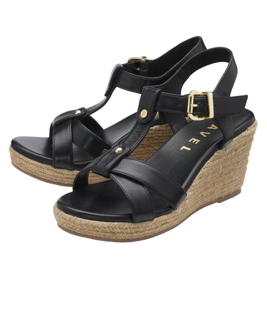 Ravel Black Elling Wedge Sandals