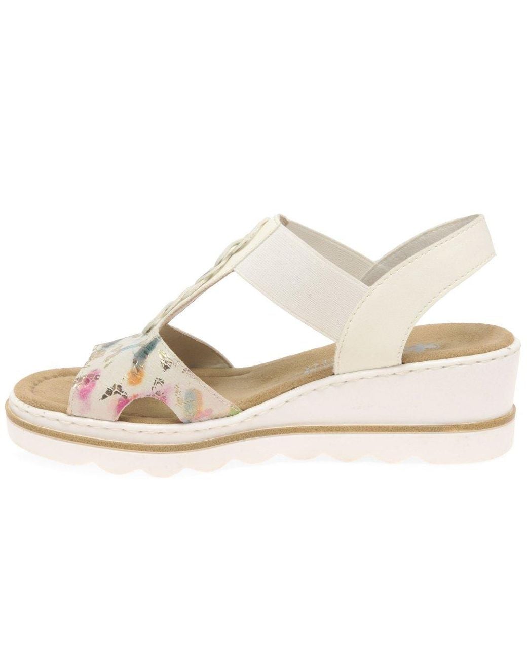 Rieker Metallic Medal Wedge Heel Sandals