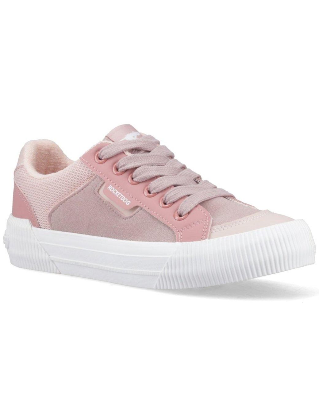 Rocket Dog Pink Cheery Blocked Fabric Trainers
