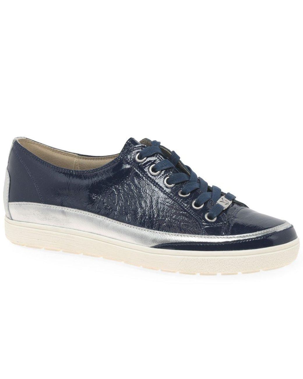 Caprice Leather Star Casual Lace Up Trainers in Marine Patent (Blue) | Lyst  Canada