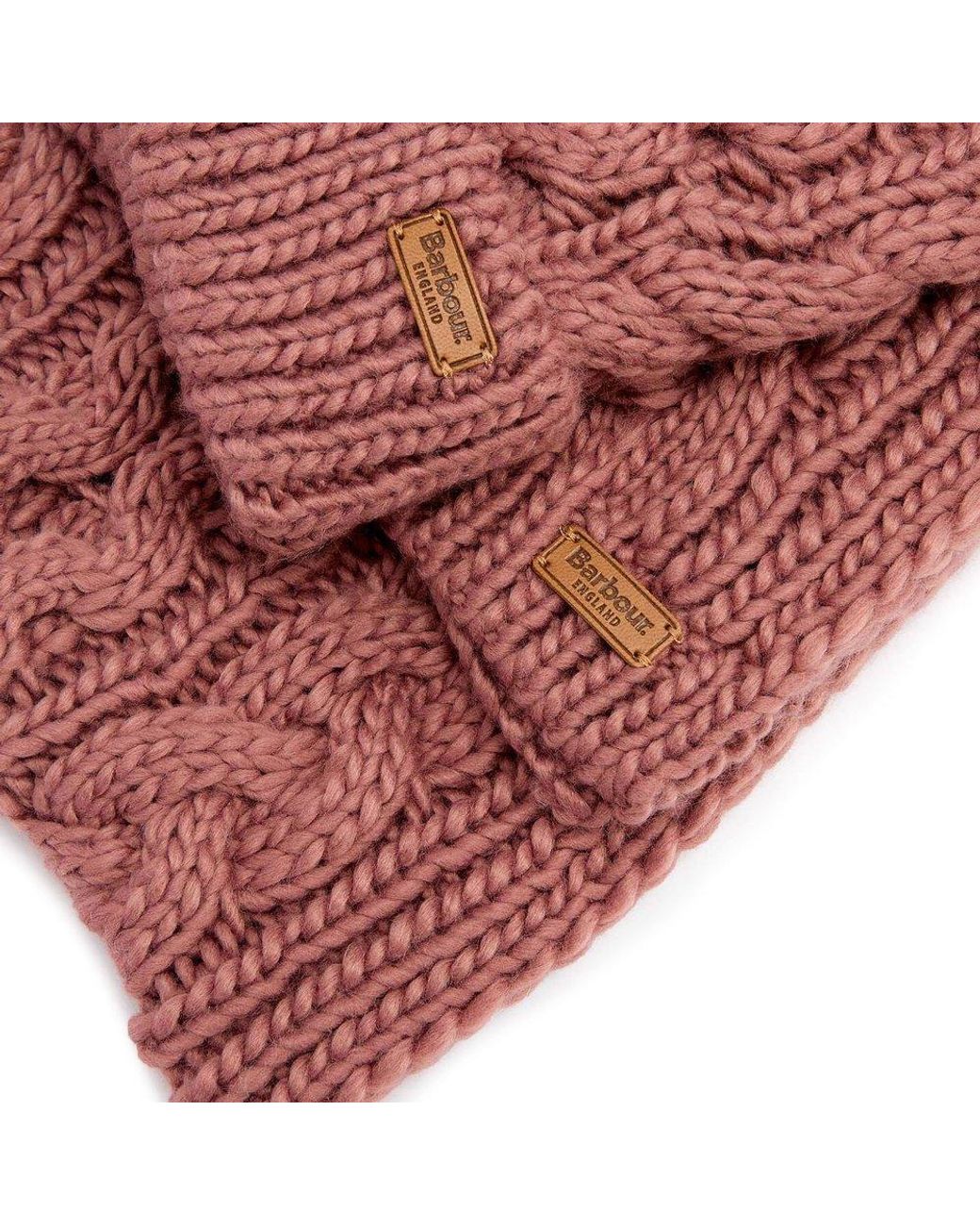 Barbour Red Penshaw Beanie &Amp; Scarf Set
