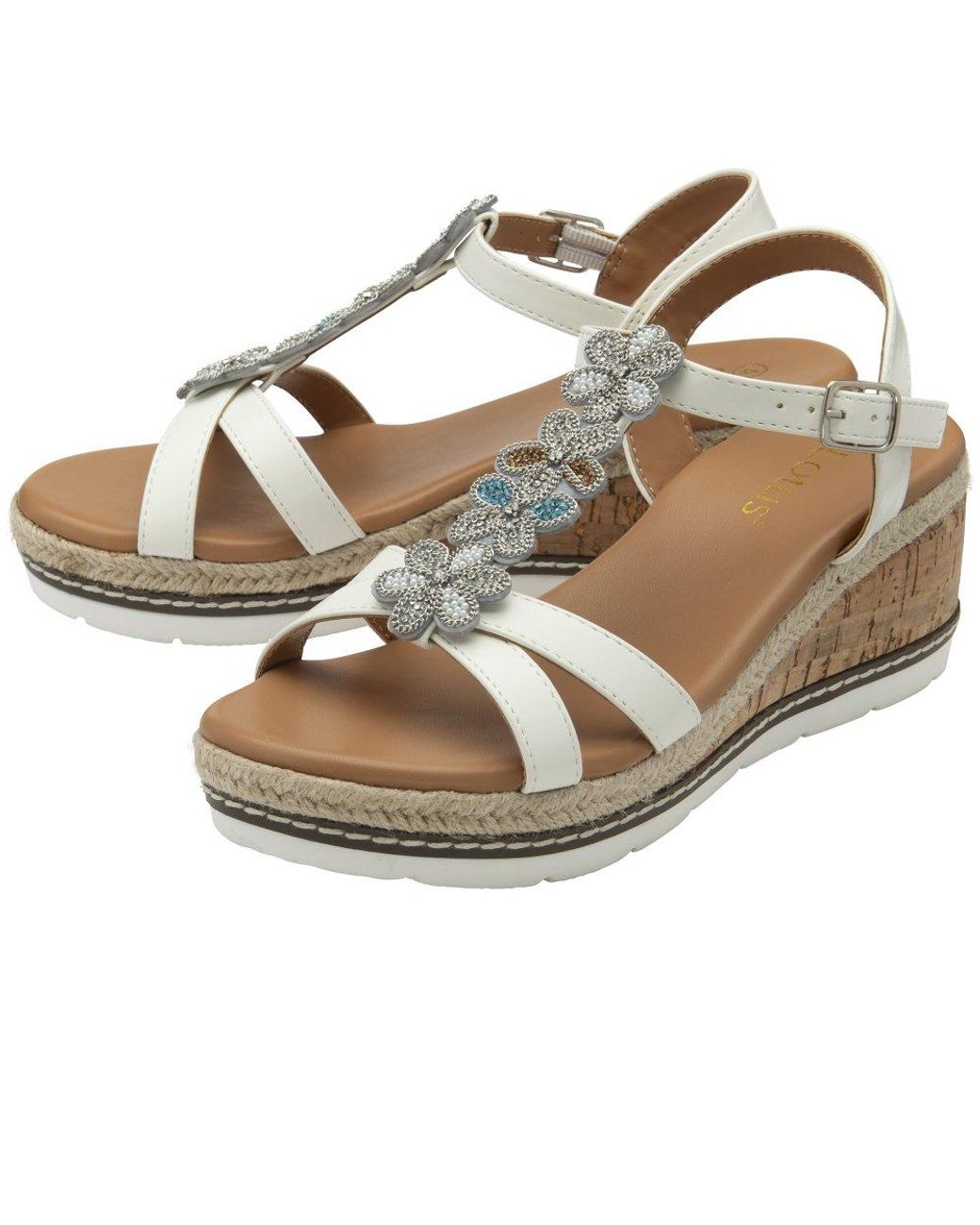 Lotus Metallic Letica Wedge Sandals