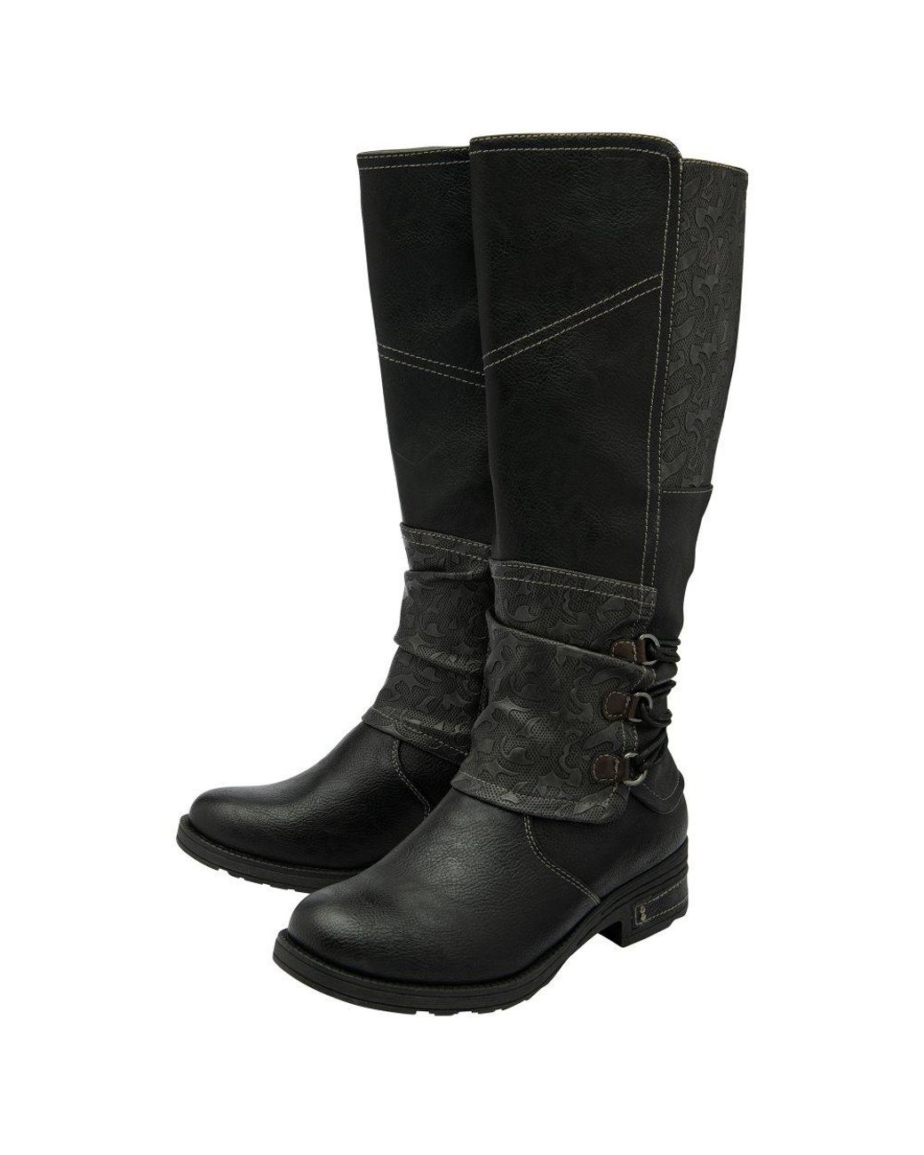 Lotus Black Kenza Knee High Boots